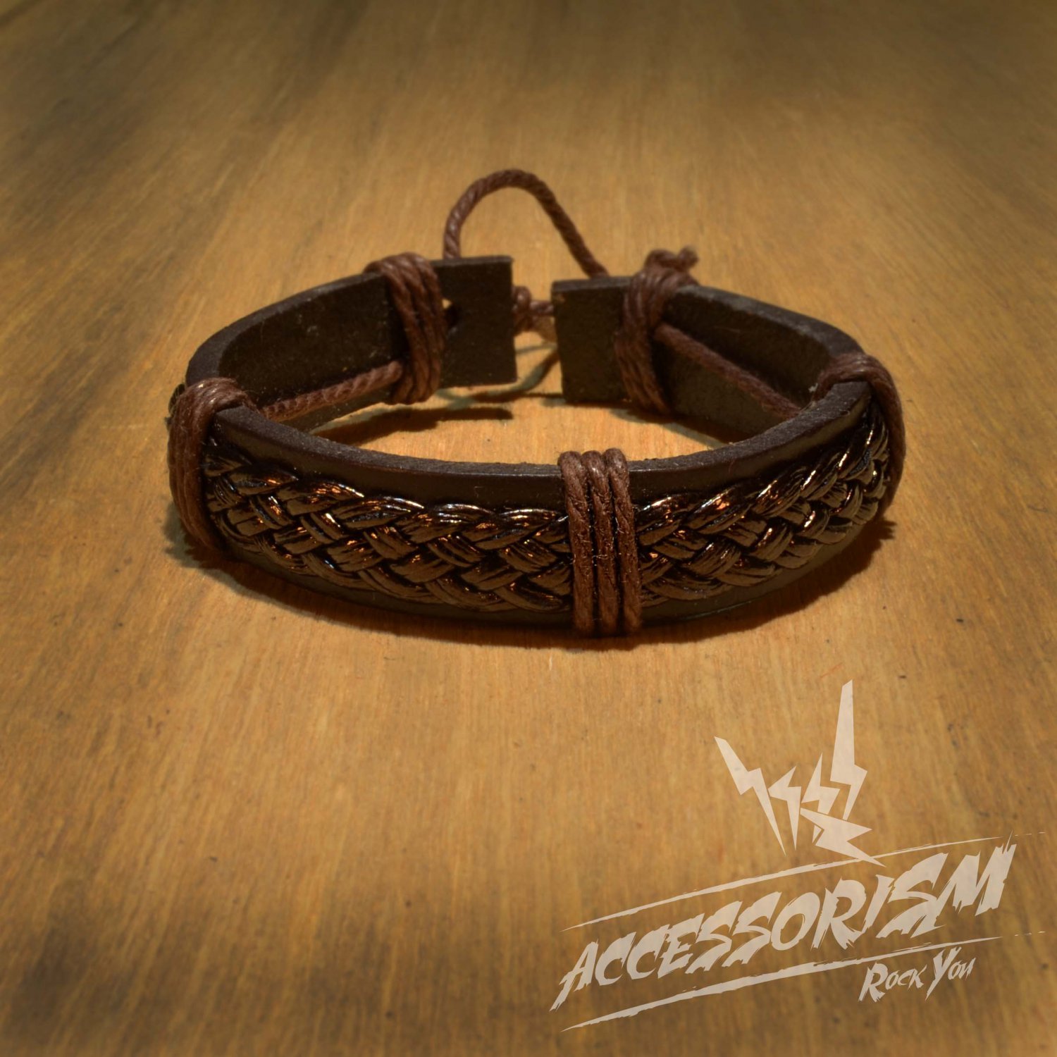 Multi Brown Leather Stripe Bracelet (B634S)