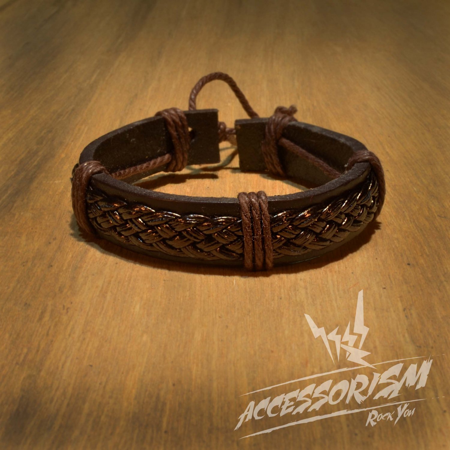 Free Shipping Multi Brown Leather Stripe Bracelet (B634S)