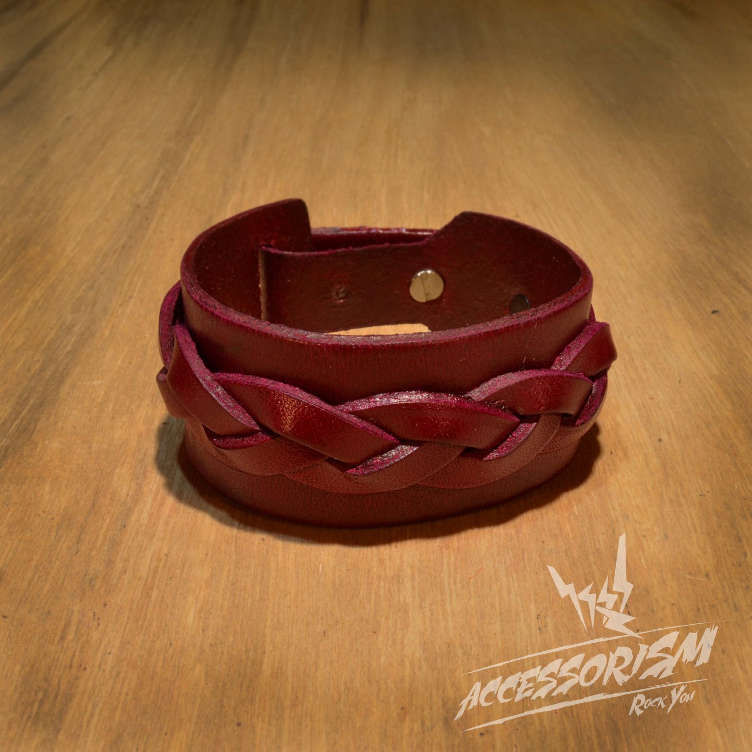 Free Shipping Maroon Leather Cuff Bracelet (B629S)