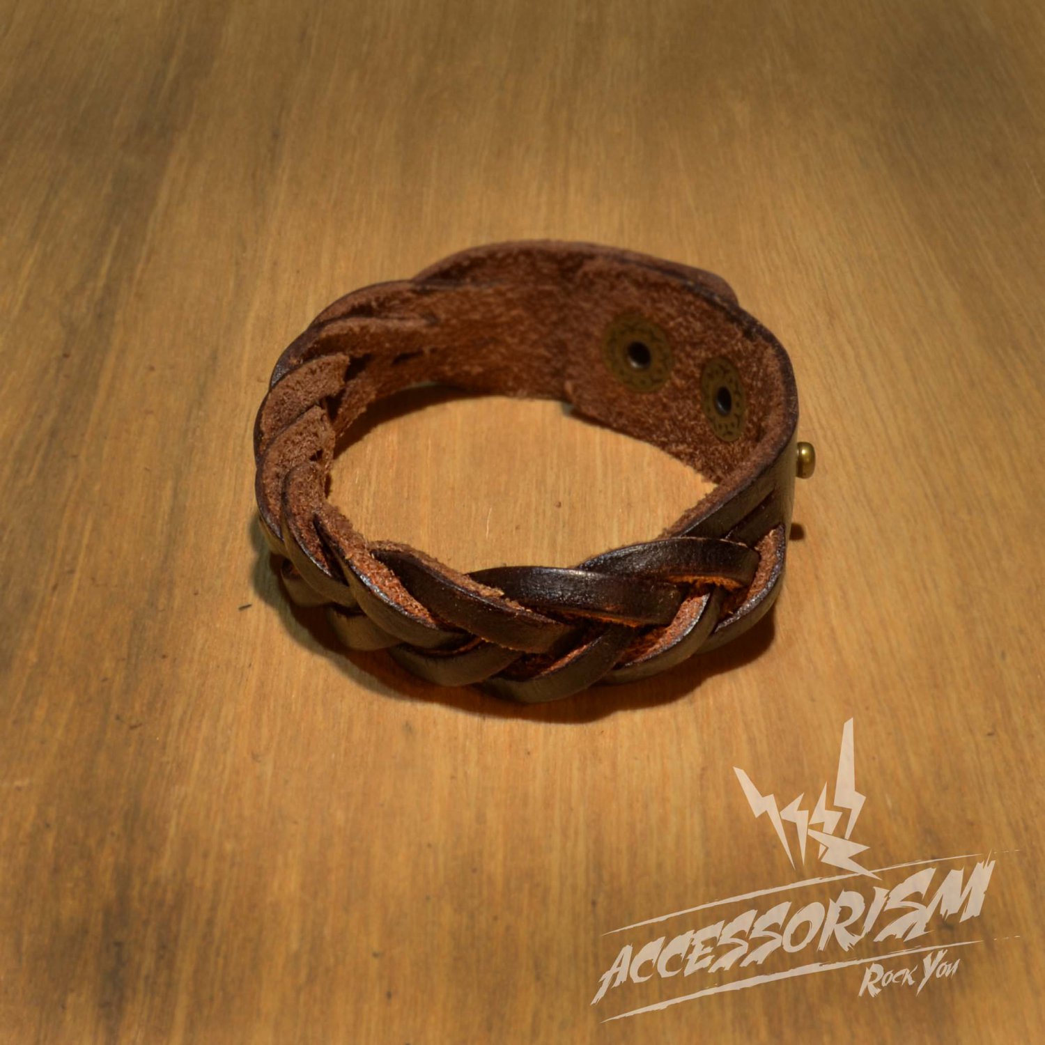 Free Shipping Brown Leather Stripe Cuff Bracelet (B637S)