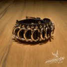 Free Shipping Gothic Metal Circularity Black Leather Wristband Bracelet (B640RB)