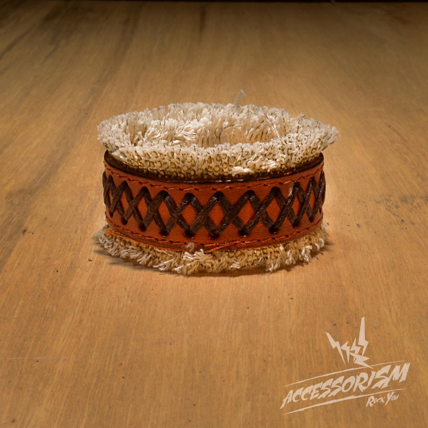 Free Shipping Brown Leather with Cotton Surface Bracelet (B659RN)