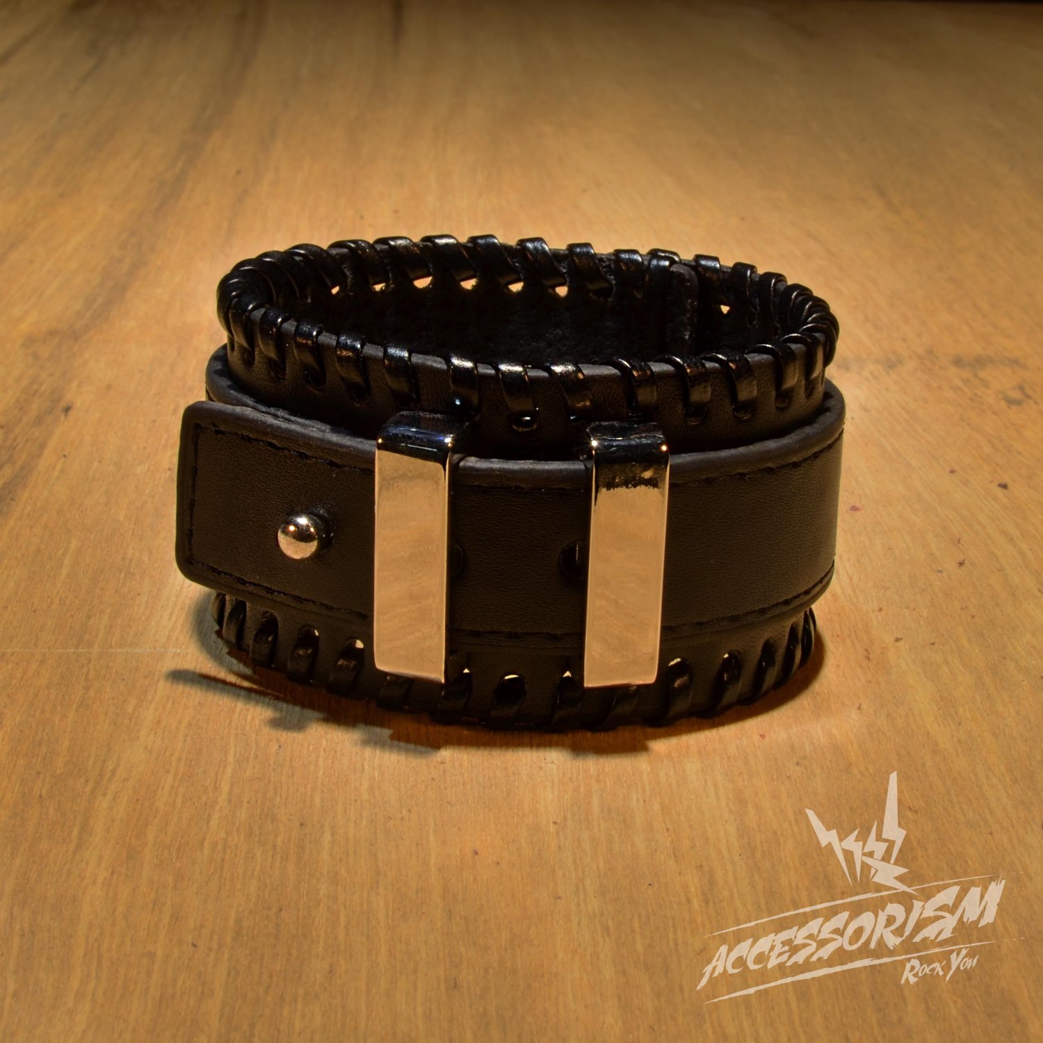 Free Shipping Gothic Punk Leather Stud Wristband Cuff (B673R)