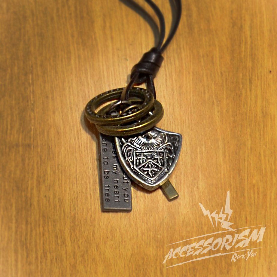 Free Shipping Symbol Pendant with Cross and Circle Rings Necklace (N621SN)