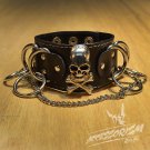 Free Shipping Skulls With Chains Gothic Bracelet Wristband Cuff (B634R)