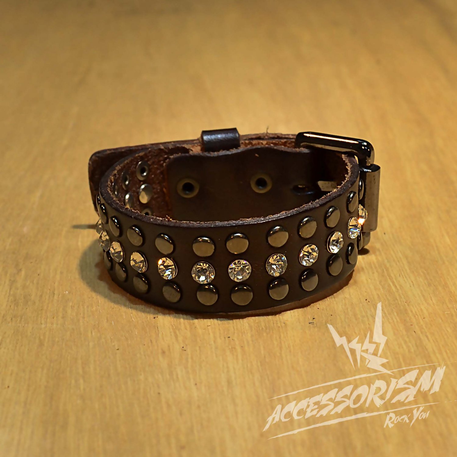 Free Shipping Multi Metal Circle Line with Middle Line Circle Shine Brown Leather Bracelet (B650RN)
