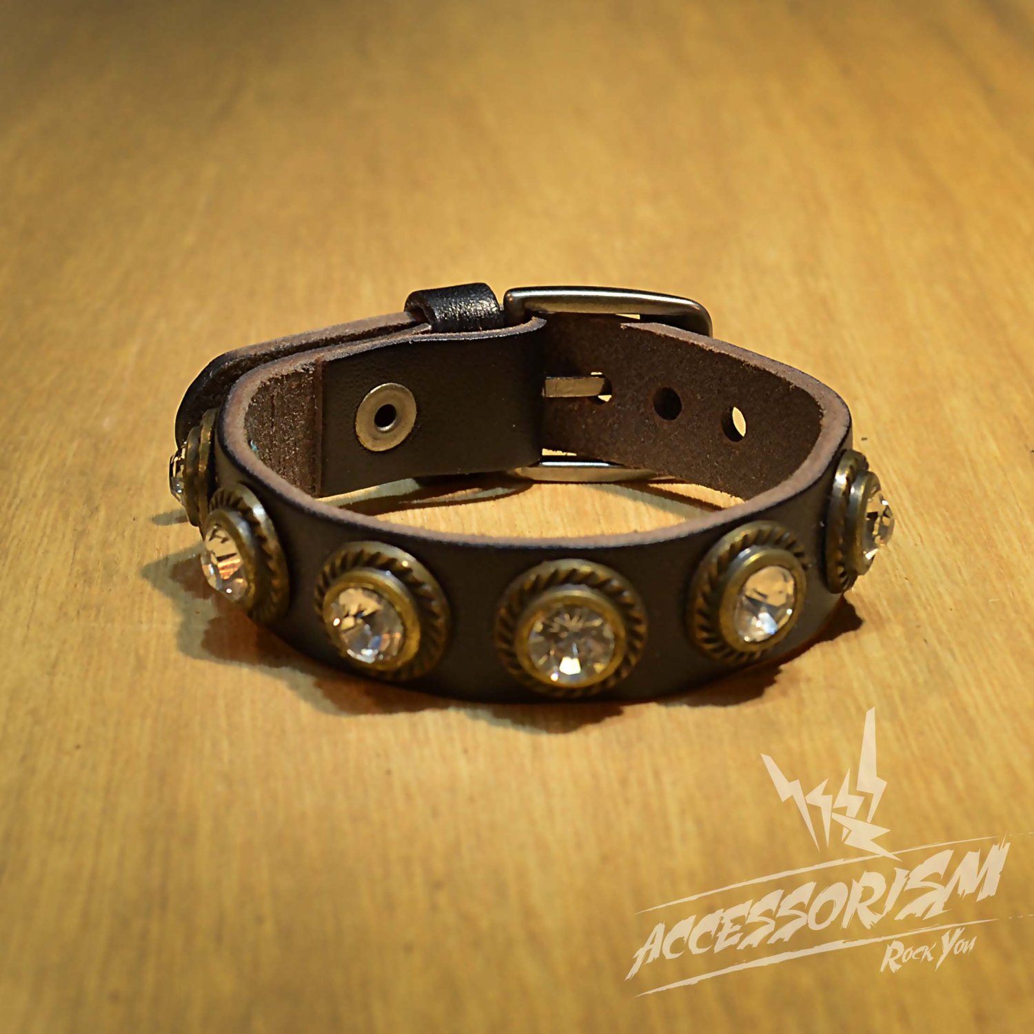 Free Shipping Multi Shine Circle Black Leather Bracelet (B664R)