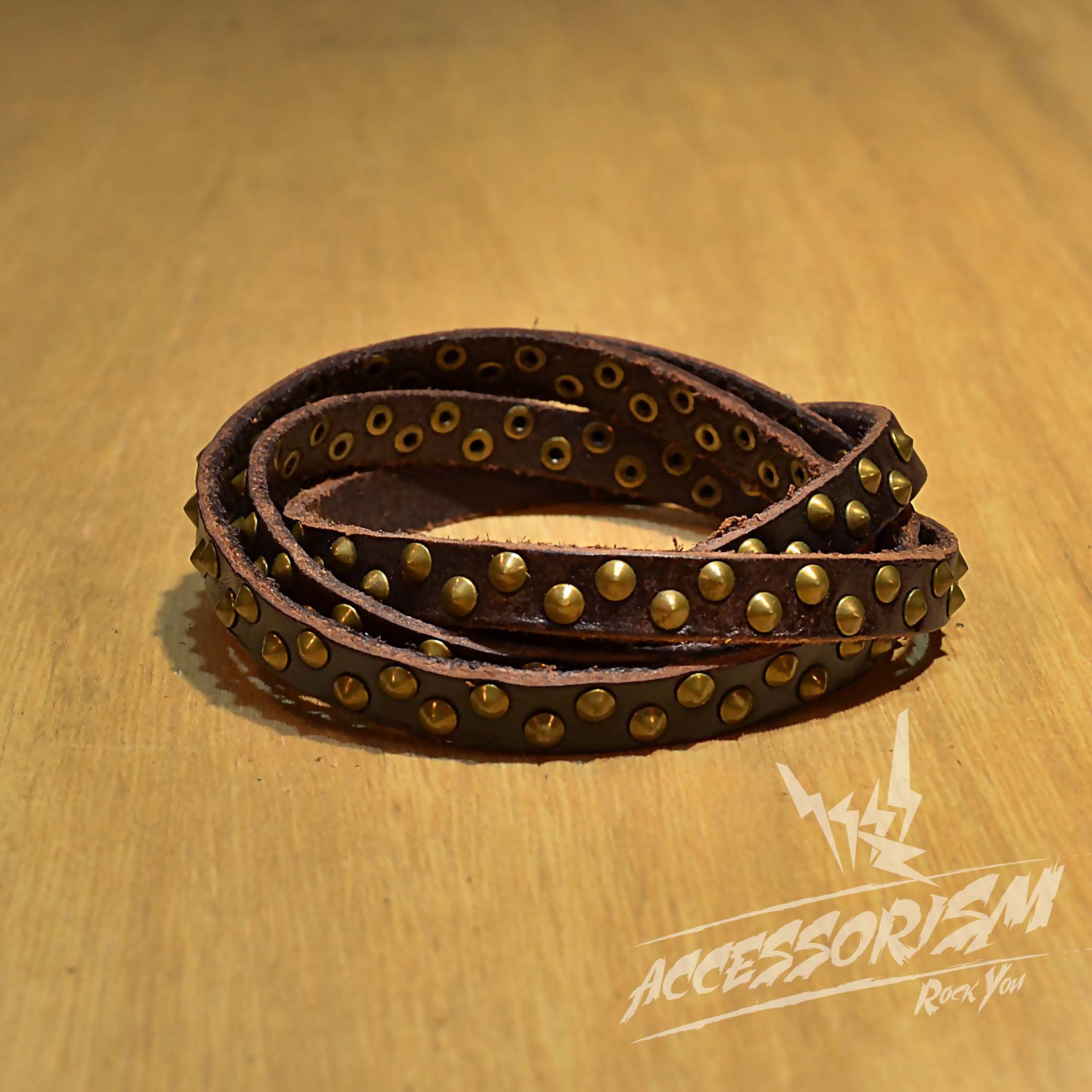 Free Shipping Multi Gold Steel Circle With Brown Leather Bracelet (B671RN)