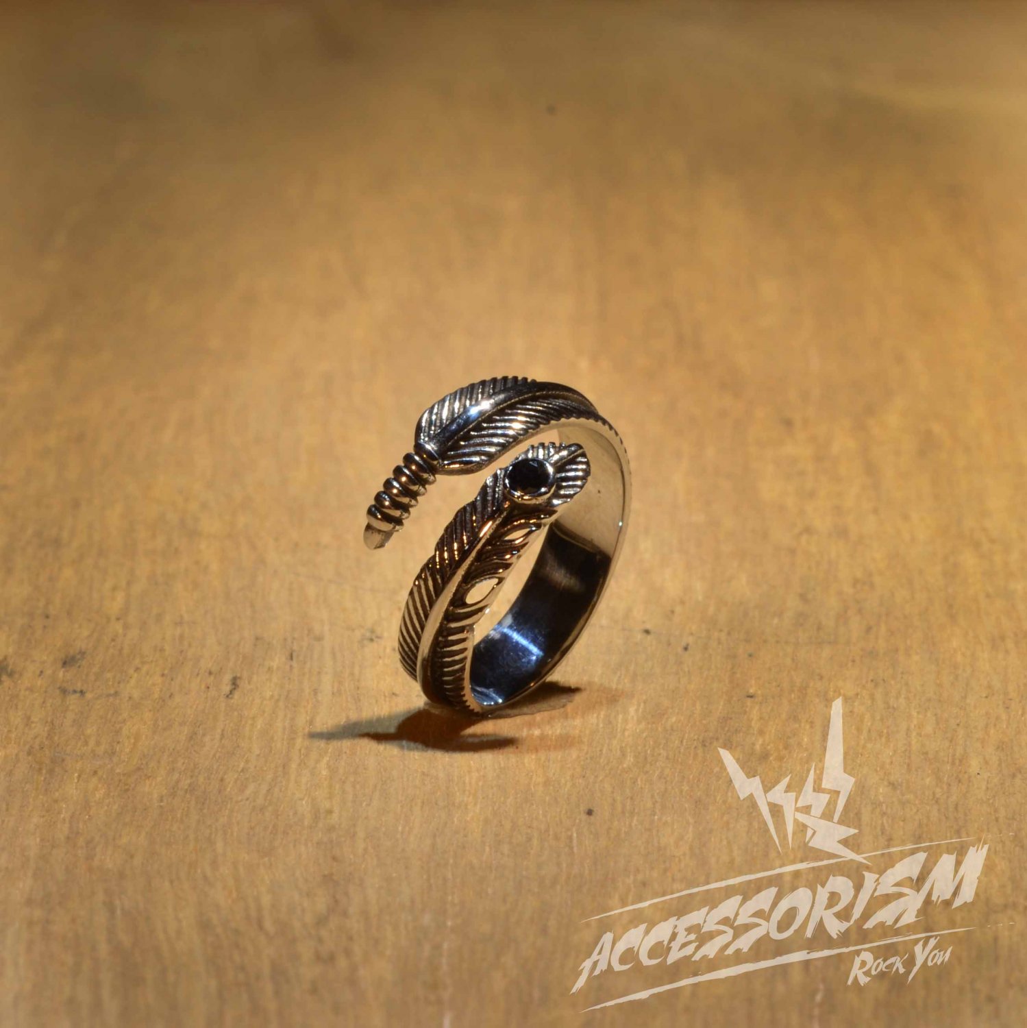 Free Shipping Steel Feather Ring (R620R)