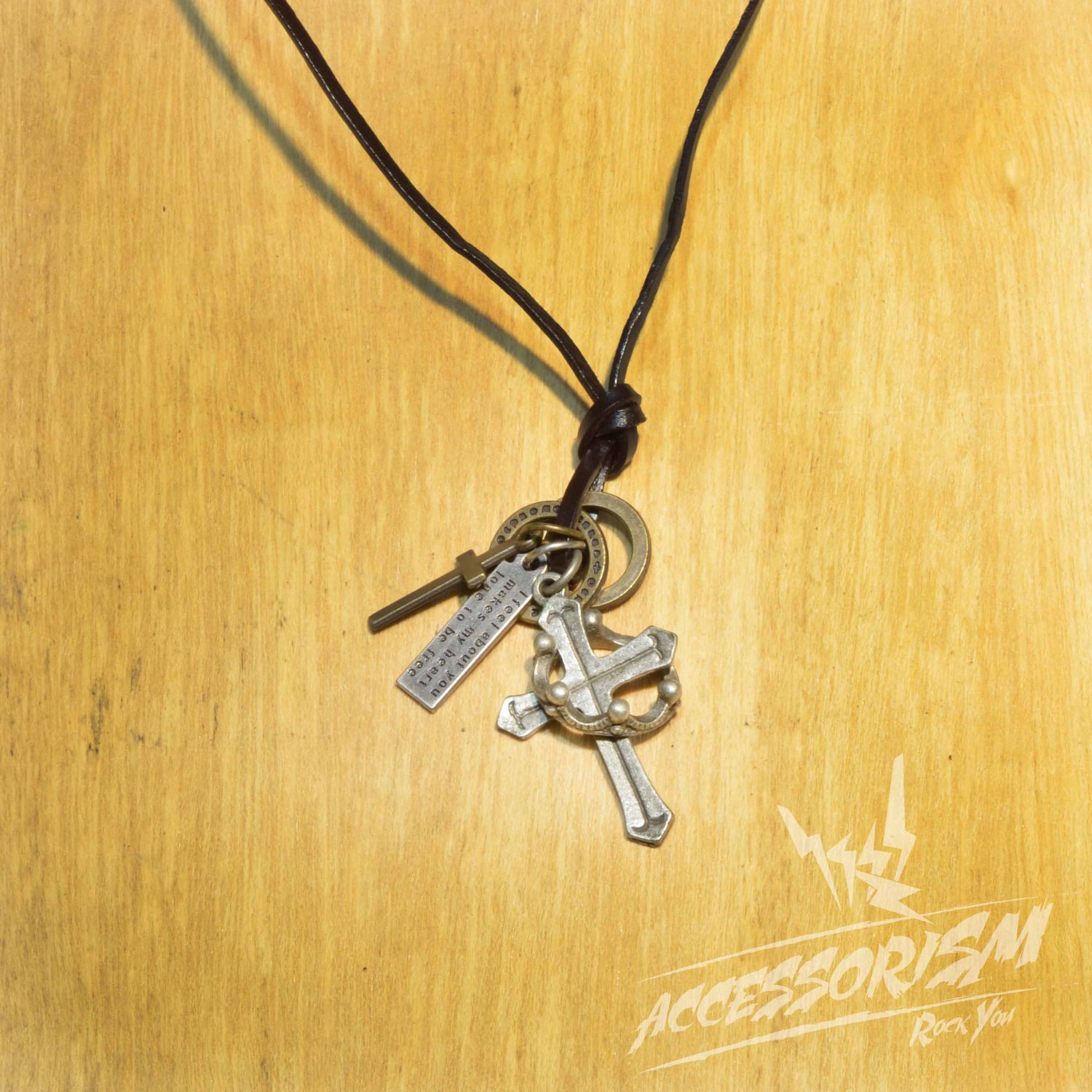 Free Shipping Cross and Ring Pendant with Cross and Circle Rings Necklace (N643S)