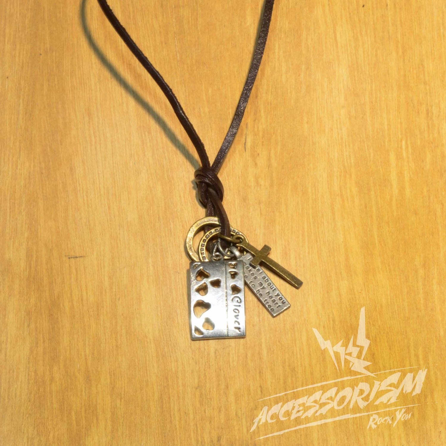 Free Shipping Love Pendant with Cross and Circle Rings Necklace (N646S)
