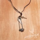 Free Shipping Skull Pendant with Cross and Circle Rings Necklace (N656S)