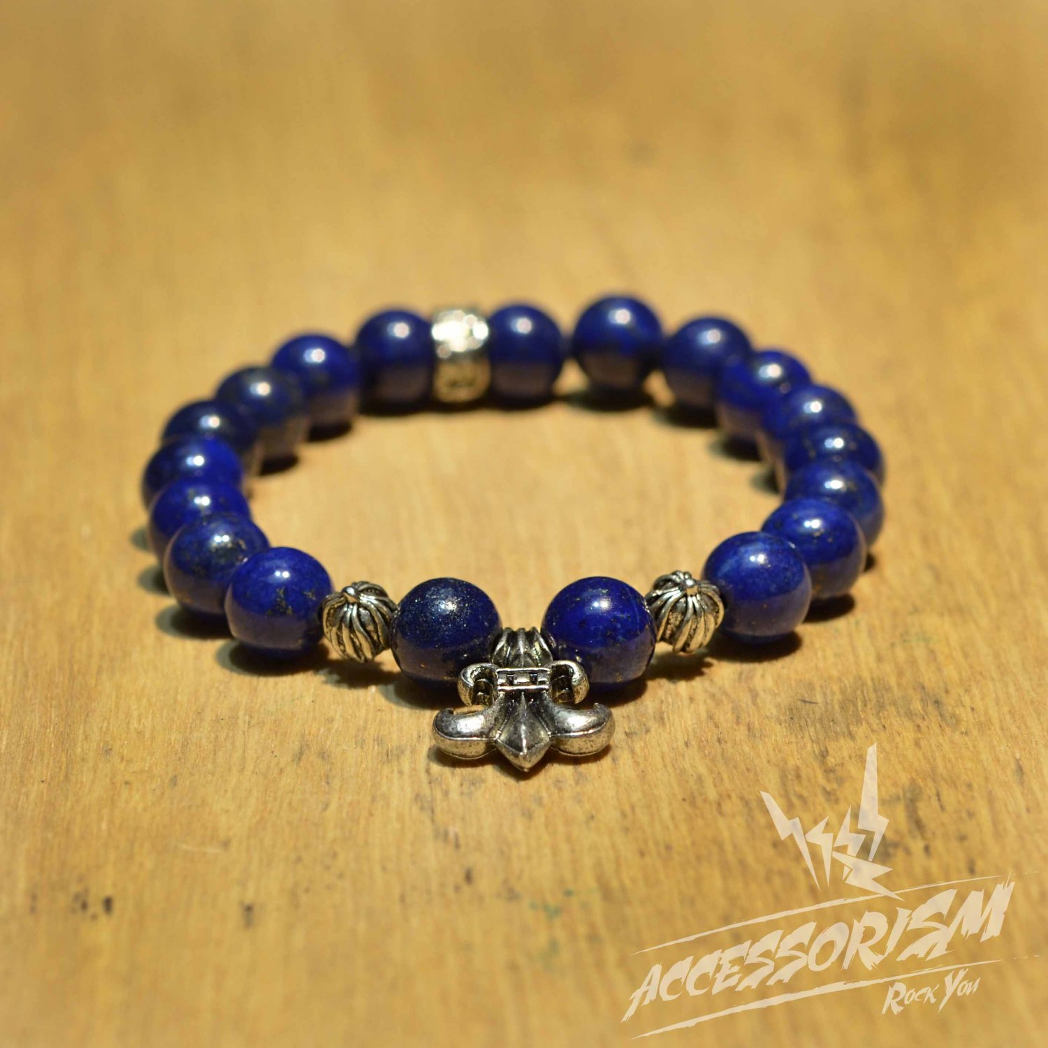 Free Shipping Deep Blue Bead Bracelet with Artichoke Deco (B708S)