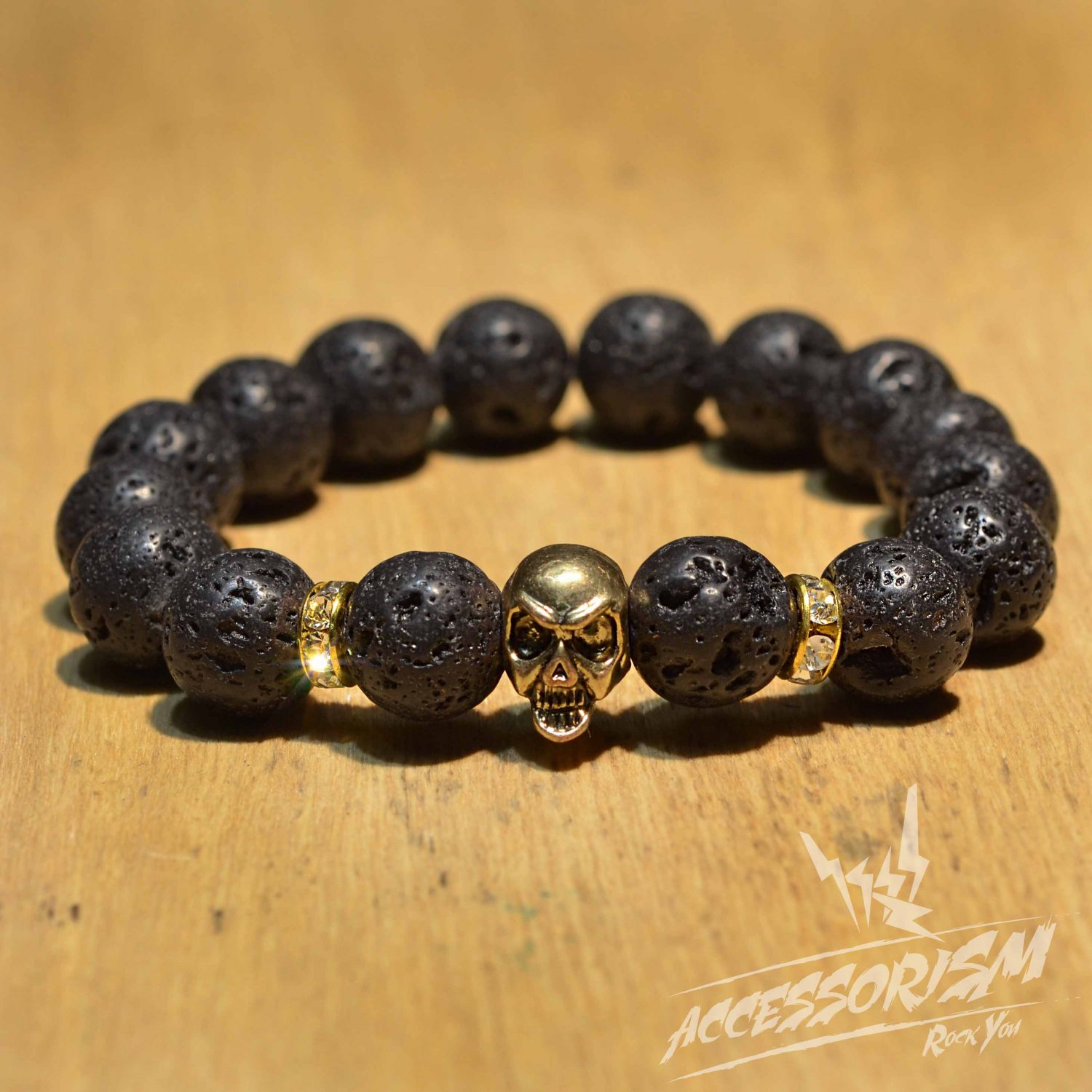Free Shipping Dark Grey Stone with Gold Skull Deco (B712S)