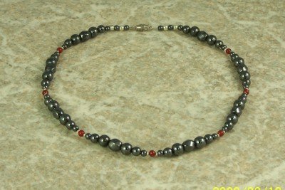 Magnetized Hematite and Carnelian Necklace