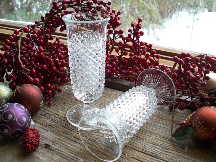 Set of 5 English Hobnail Clear by Westmoreland Crystal 5-1/2" Parfaits