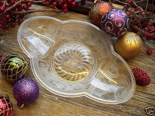 Burlington Glass~BEADED BAND~Double Relish Tray Bowl
