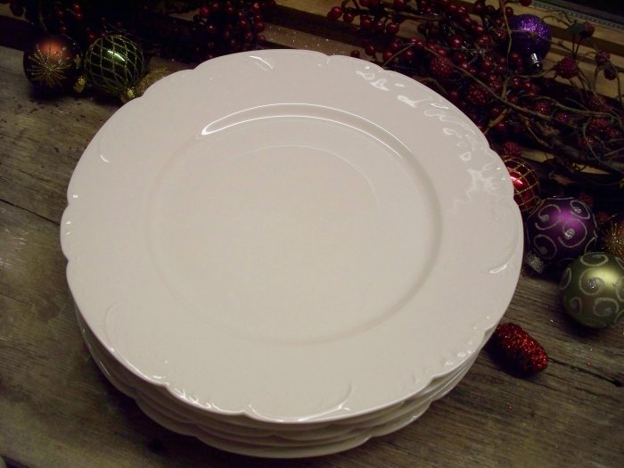Set of 5 Theodore Haviland Limoges 10" Blank White Dinner Plates