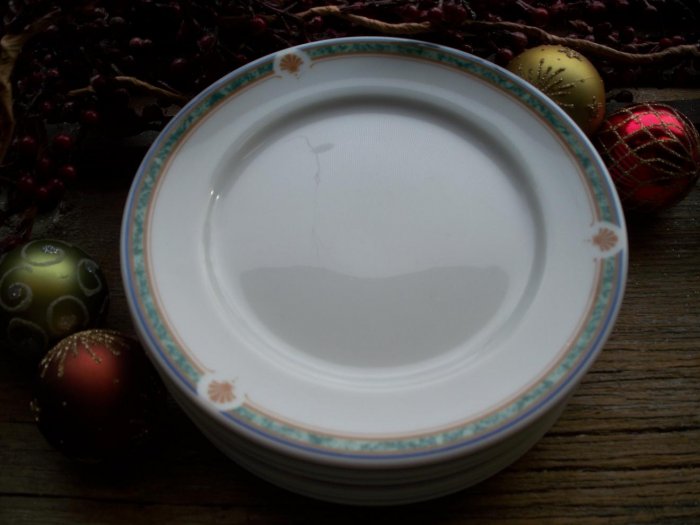 Set of 6 Noritake ONEIDA Restaurantware Green Marble 6-1/2" Bread & Butter Plates