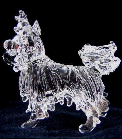PAPILLON DOG CRYSTAL GLASS MINIATURE FIGURINE