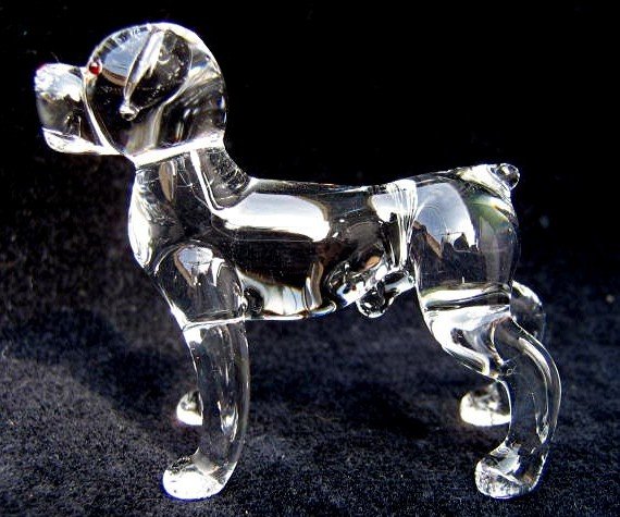 ROTTWEILER DOG CRYSTAL GLASS MINIATURE FIGURINE