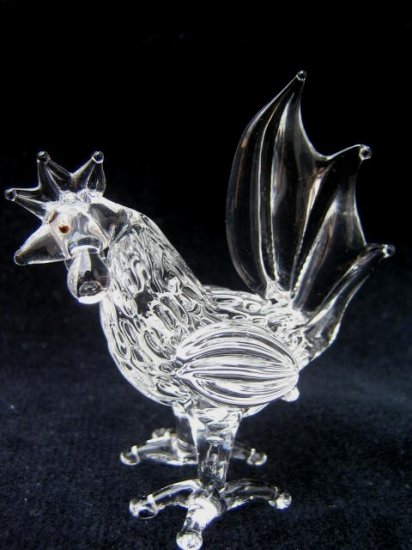 ROOSTER CRYSTAL GLASS COLLECTIBLE MINIATURE FIGURINE