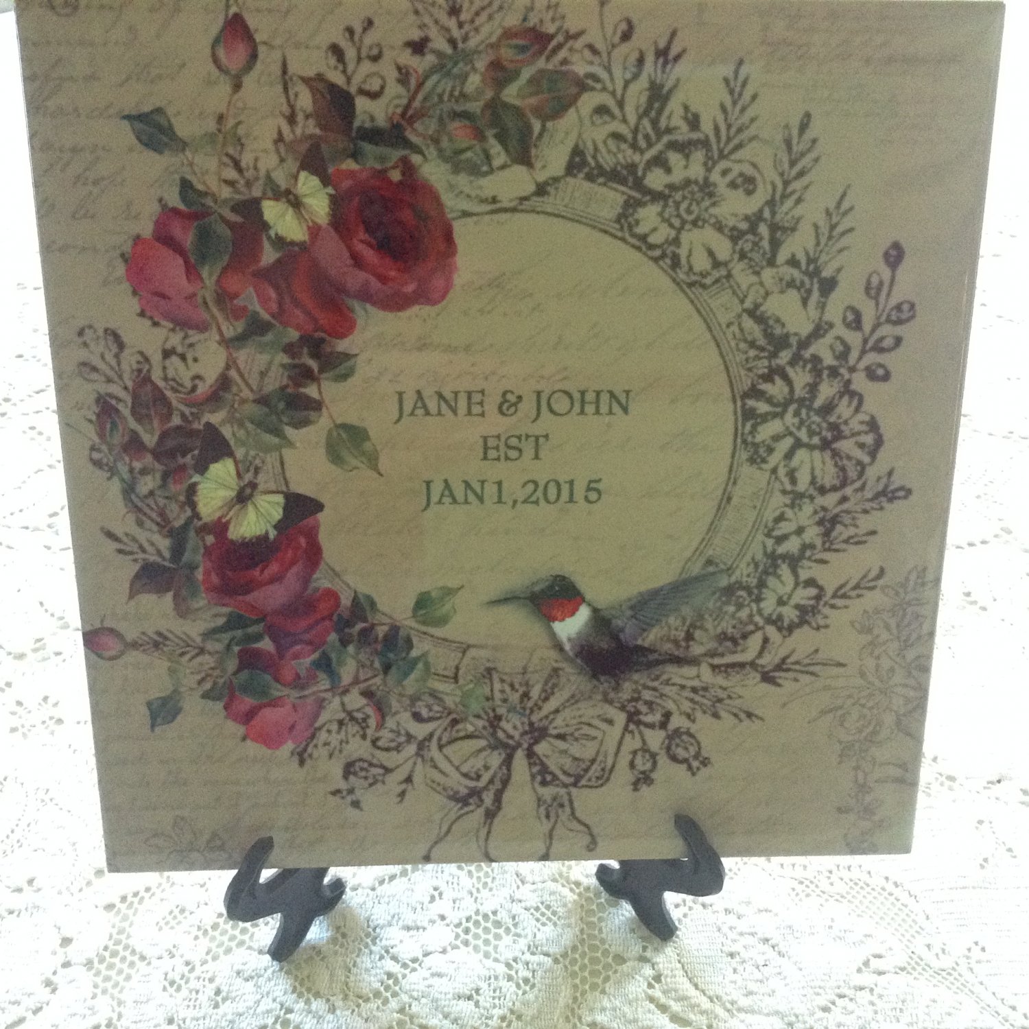 8" personalized wedding tile