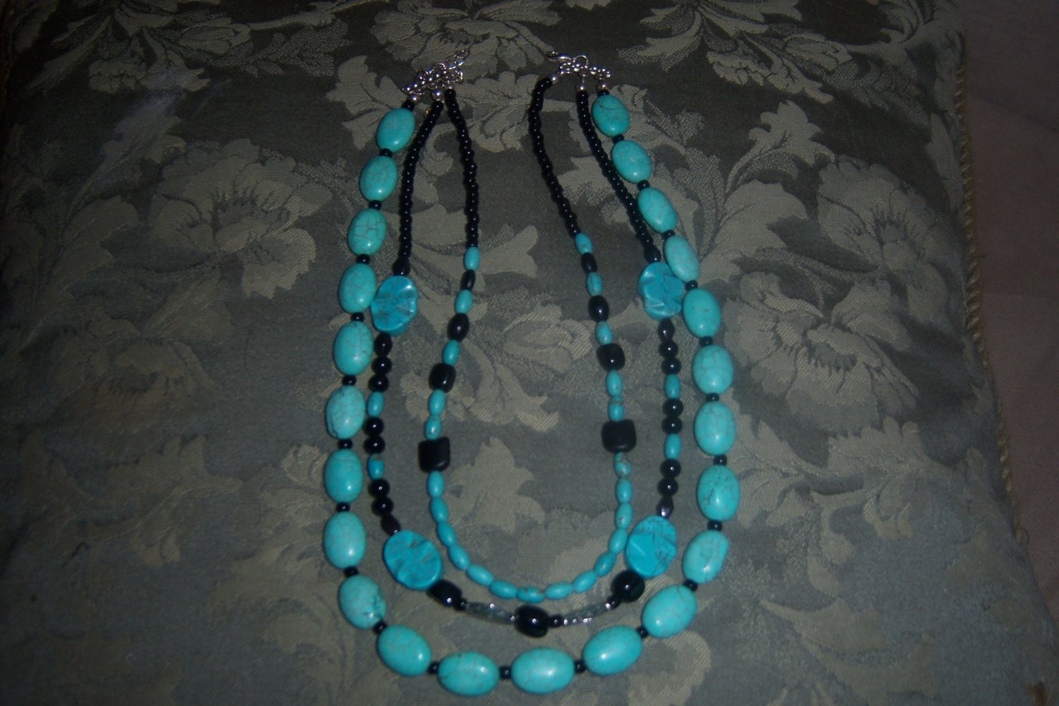 TRIPLE THREAT- TURQUOISE AND BLACK NECKLACE