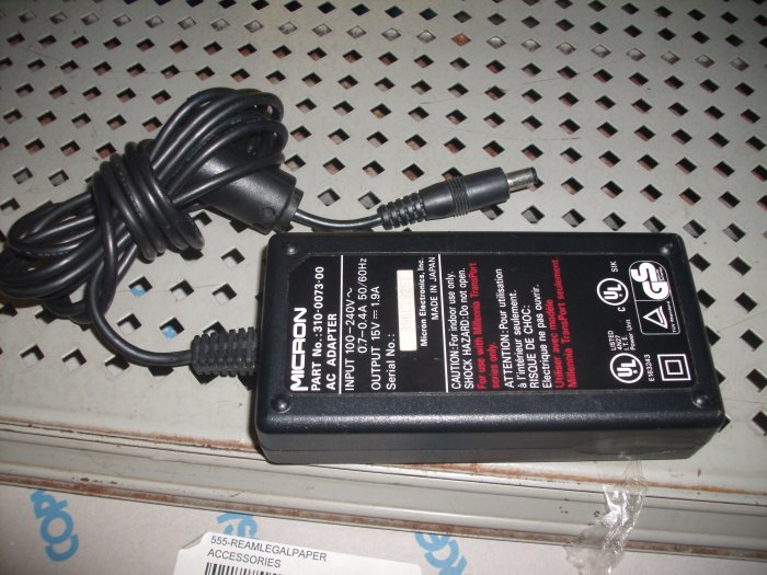 Used Micron laptop ac adapter part no:310-0073-00