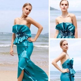 ELYSEMOD Trumpet/Mermaid Strapless Asymetrical Twill Quick Delivery/ Evening/ Prom Dress