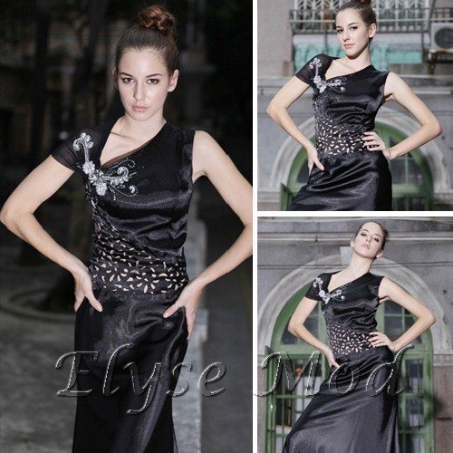 ELYSEMOD Sheath / Column Bateau Floor Length Satin Quick Delivery Fashion Dresses/Evening Dresses