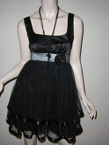 Windsor NWT Short Black Two Tiered Mesh Dress party dress