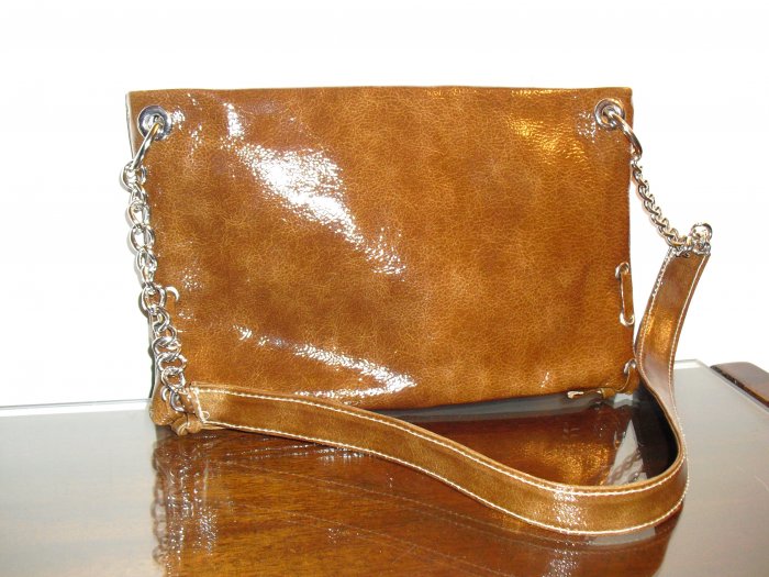 Rusty Brown Patent Leather clutch handbag