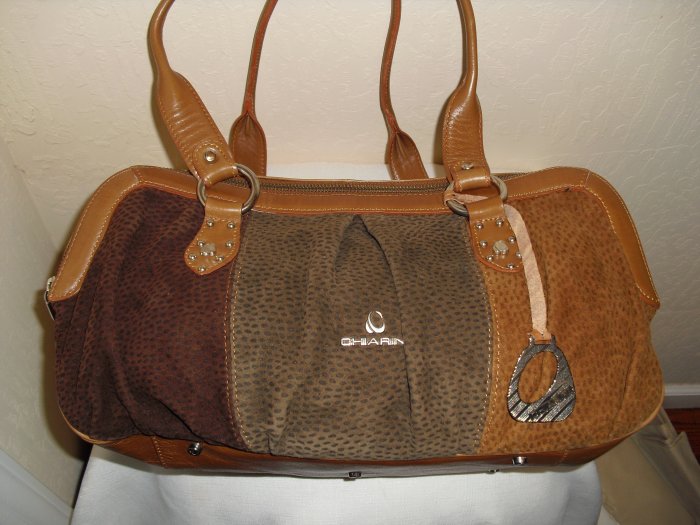 Chiarini- brown, tri-color calf leather satchel