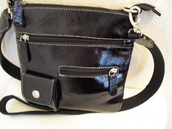 Black Patent Argentine Leather Shoulder Bag