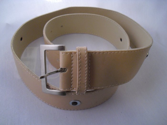 Tan leather belt with eyelets