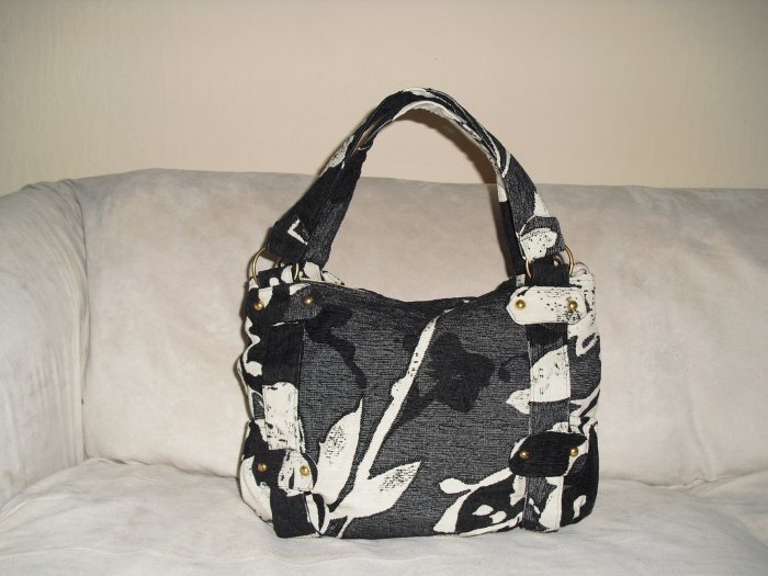 Black & Ivory Chenille Bag