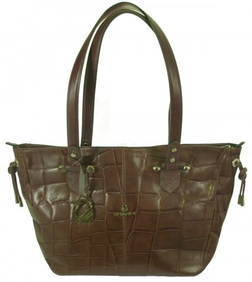 Chiarini- Gray croco embossed leather handbag