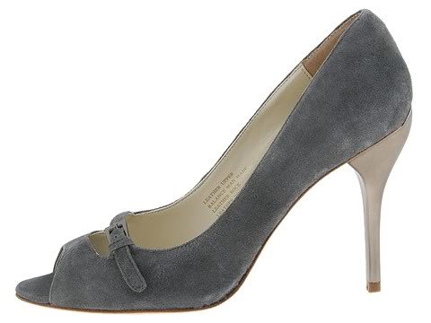 Type Z Womans Size 9.5 Shoes Pumps Roxie Dress Dressy Heels Grey Suede Leather Open Toe NIB