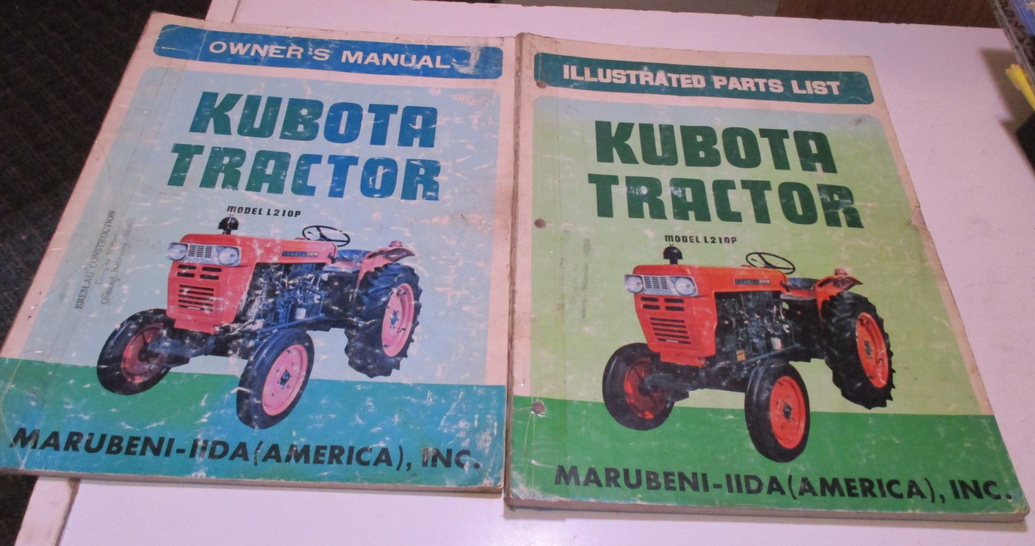 kubota tractor model l210p owners manual & parts list
