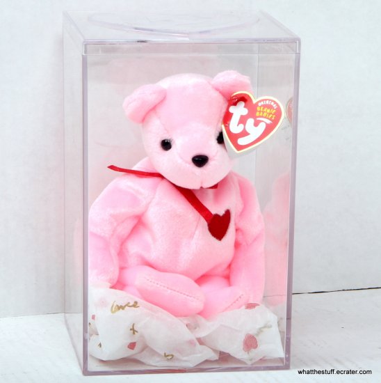 Ty Beanie Baby Smooch-e the Valentine Bear 8" Hot Pink 2004 in Case Internet Exclusive