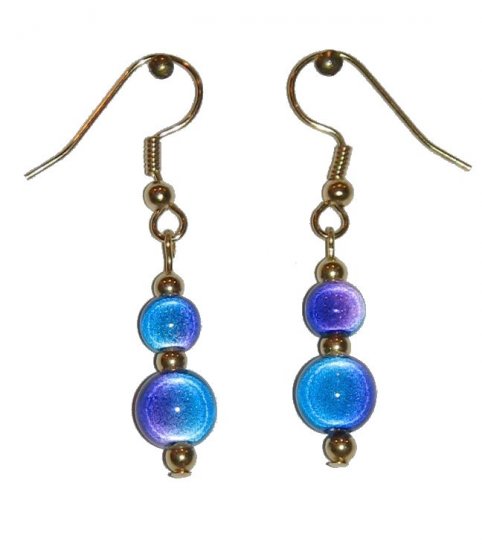 Blue/Violet "Miracle Bead" Double Beaded Earrings