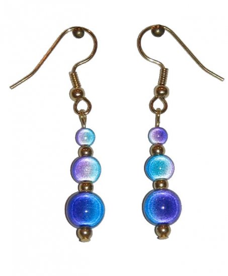 Blue/Violet "Miracle Bead" Triple Beaded Earrings