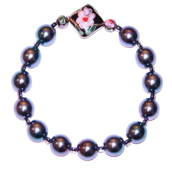 Black, Red, Gold Cloisonné Patterned Bracelet