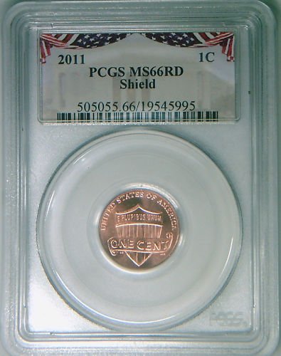 2011 PCGS MS66 RED gem Lincoln cent Shield rare insert