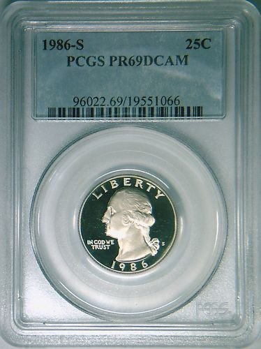 1986S Washington quarter PCGS PR69DCAM proof deep cameo