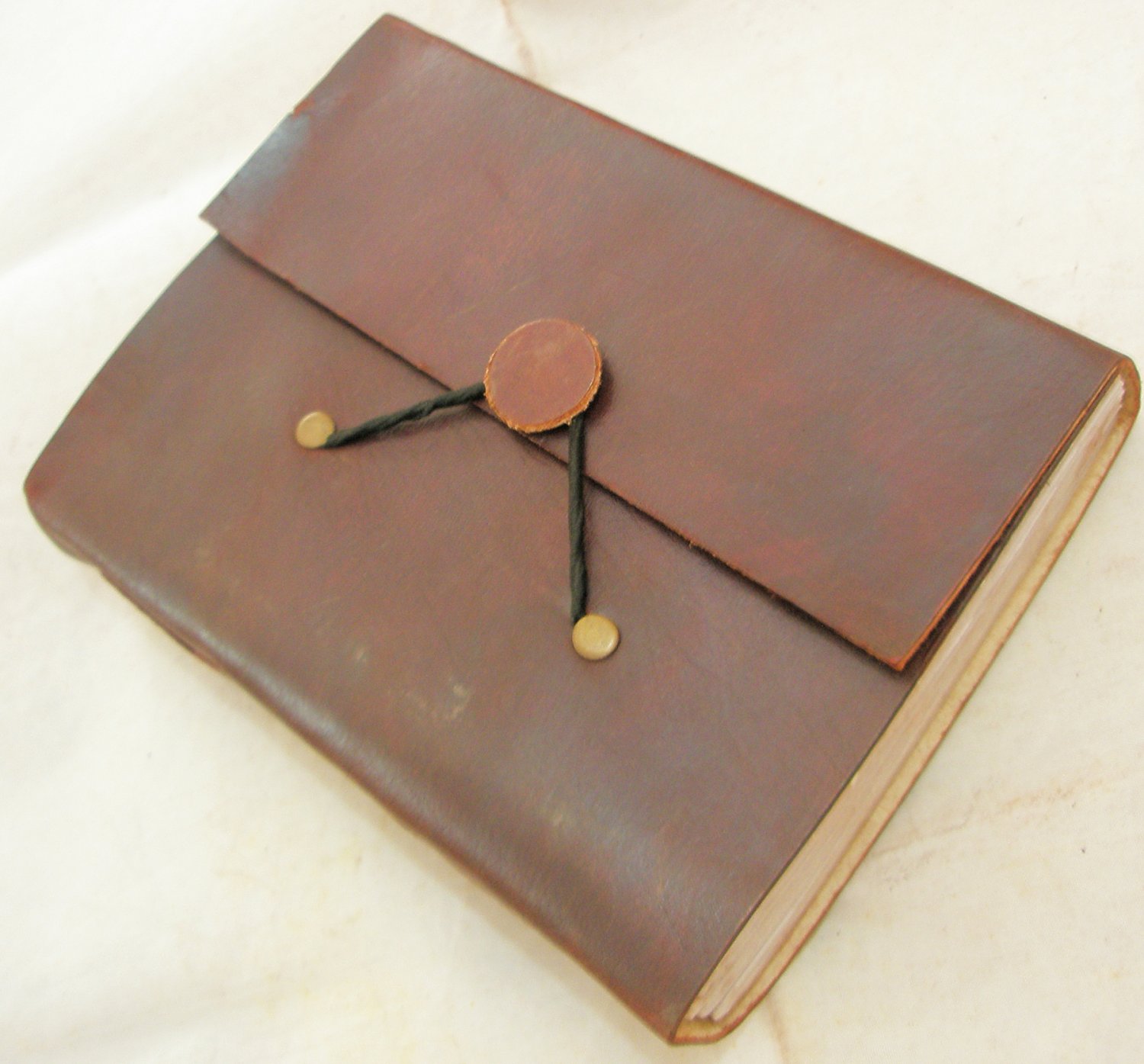 Handmade Paper Leather Bound Brown Journal Blank Traveler Diary
