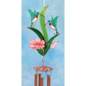 Double Pink Hummingbird Large Wind Chimes