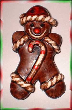 Christmas Pin Vintage Ginger Bread Man w Candy Cane