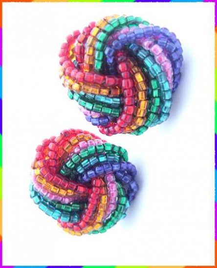 Rainbow Earrings Twisted Foil Glass Beads 9500
